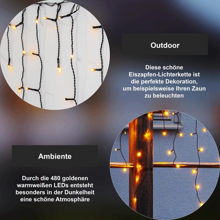 Produktbild Star Trading LED Lichtervorhang,Golden Warm White', 480 LEDs, 12m (12 m)