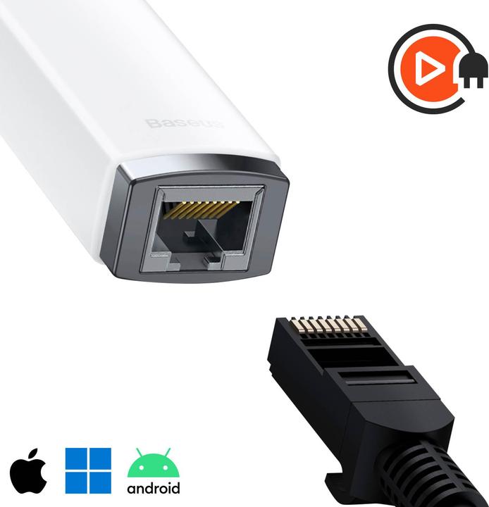 Produktbild Baseus Lite Series USB-C to RJ45 network adapter (white) (USB-C)