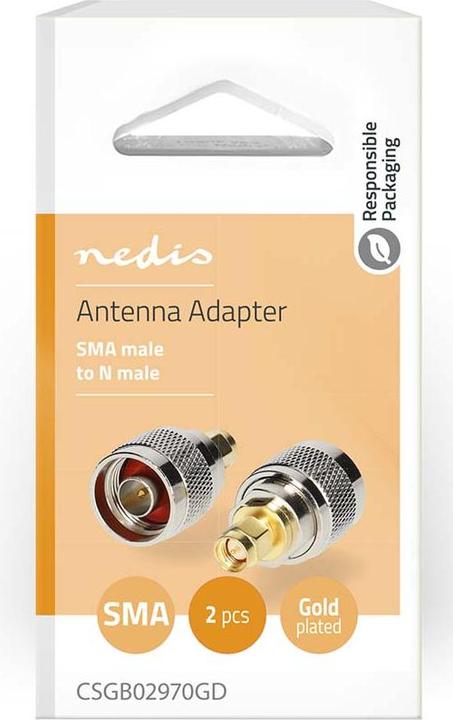 Image du produit Nedis Adaptateur SMA | Fiche SMA | Fiche N | Plaqué or | 50 Ohm | Droite | Cuivre | Or / Argent | (Câble d'antenne)