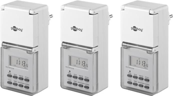 Produktbild Goobay Digitale Zeitschaltuhr IP44, 3 Stück, Weiss