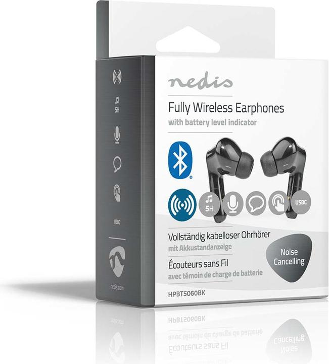 Produktbild Nedis Vollständig drahtlose Kopfhörer | Bluetooth® | max. Batteriespielzeit: 5 Std | Berührungssteue (ANC, 5 h, Kabellos)
