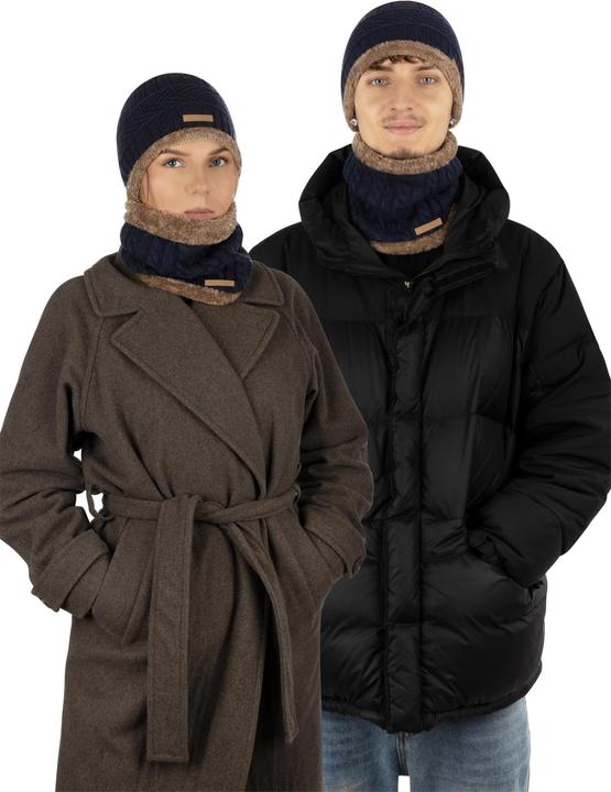 Produktbild Normani Kebili Winterset mit Fell Marine/Braun (One Size)