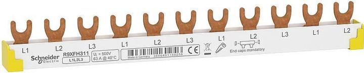 Actual product image Schneider Electric Resi9 Fork phase bar, 3P, 11 TE, 63A, can be cut to length