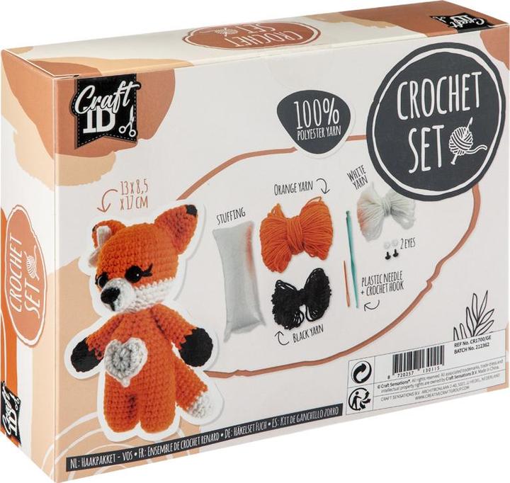 Actual product image Legind Craft ID - Crochet kit fox, 13x8.5x17cm - (K-CR1700/GE)