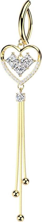 Produktbild Star Piercing Banane klappbar vergoldet Schild halbrund Anhänger Herz drei Ketten (Messing, Chirurgenstahl 316L)