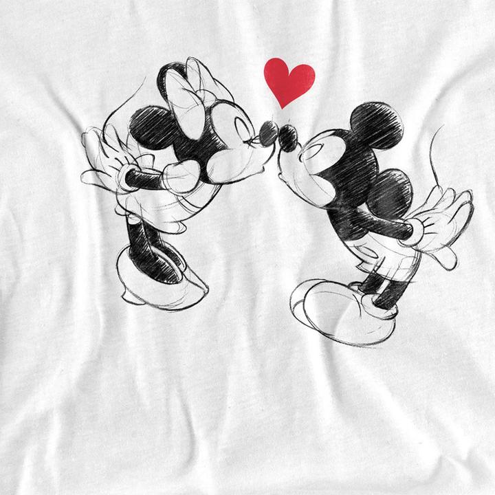 Immagine prodotto Disney Maglietta San Valentino Topolino e Topolina Schizzo di Bacio Adulto Unisex (XXL)