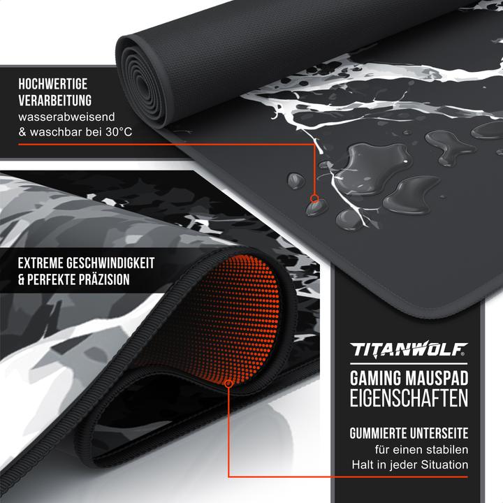 Image du produit Titanwolf Gaming Mauspad, 900 x 400mm XXL Speed Gaming Mausmatte, Mousepad Extragrosse Fläche, Japan Ink Black (XXL)