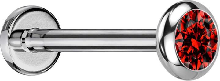 Immagine prodotto Star Piercing Micro Labret filo interno argento disco arrotondato argento cristallo rosso (Titanio G23, senza ottone)