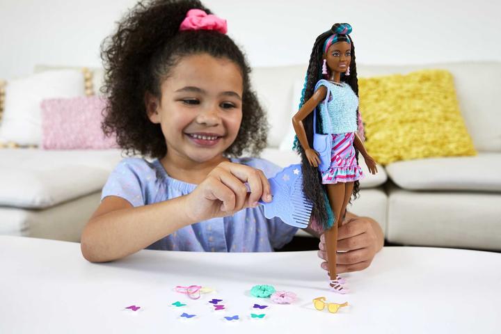 Produktbild Barbie Totally Hair Puppe (schwarze Haare) im Schmetterlings-Print Kleid