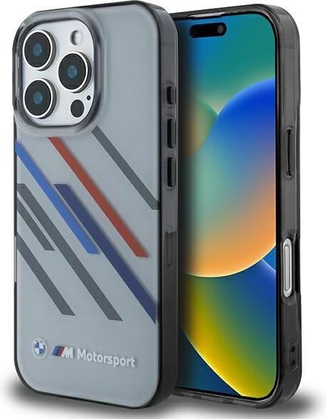 Actual product image BMW BMHCP16X23HTRAG iPhone 16 Pro Max 6.9" szary/grey hardcase Motosport IML Random Stripes (Apple iPhone 16 Pro Max)