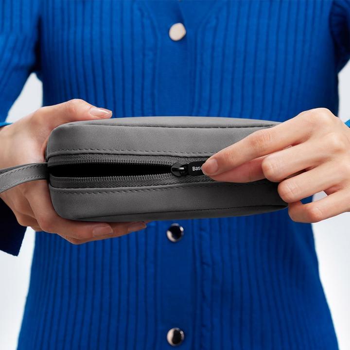 Actual product image Baseus EasyJourney Series small travel bag phone pouch, headphones and other small items grey