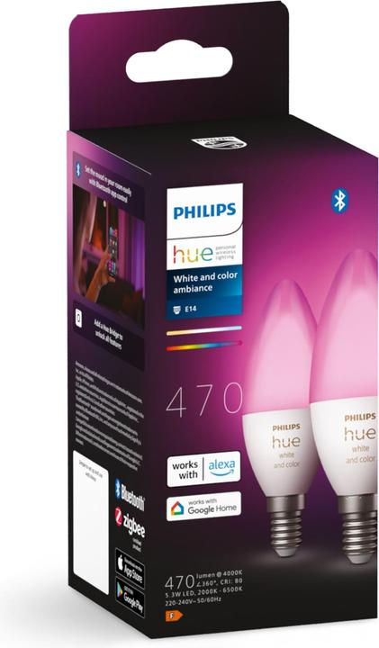 Produktbild Philips Hue White & Color BT (E14, 5.30 W, 470 lm, 2 x, G)