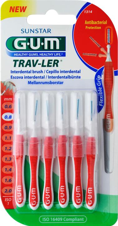 GUM SUNSTAR Trav-Ler ISO-Norm 1 0.8mm cylindric rot (6 x)