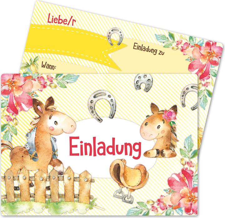 Actual product image Papierdrachen 12 invitation cards for birthday - horses (12 pcs.)