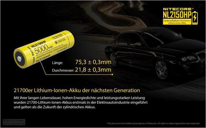 Actual product image Nitecore Li-Ion battery type 21700 - 5000mAh - NL2150HP