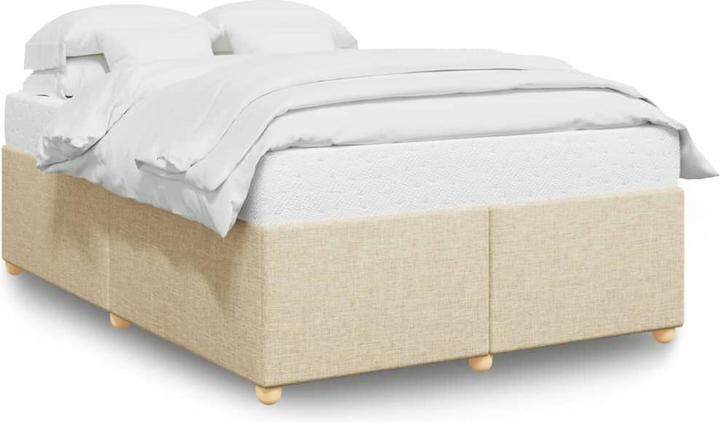 Produktbild VidaXL Bettgestell Bett Doppelbett Polsterbett Lattenrost Creme 140x190cm Stoff (140 x 190 cm)