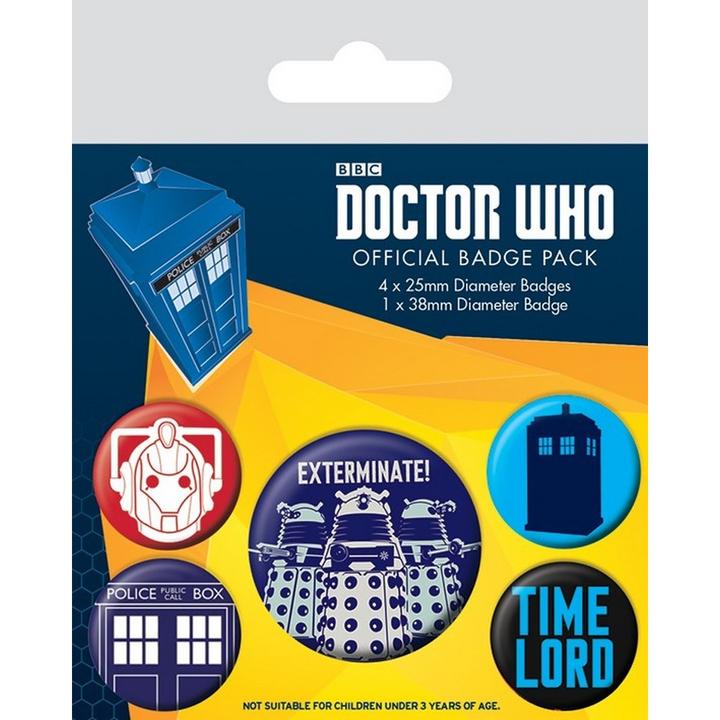 Doctor Who Ansteckerset Exterminate 5Erpack Metall