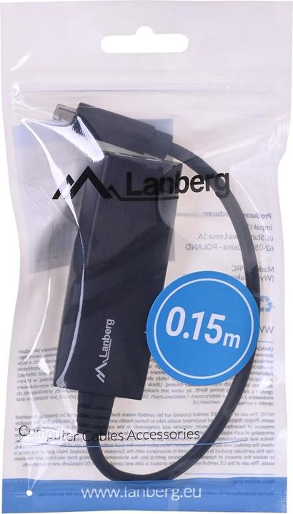 Produktbild Lanberg NC-1000-02 Netzwerkadapter (USB 3.1, USB-C, 1x 10/100 / 1000Mbps) (USB-C, RJ45 Gigabit Ethernet (1x))