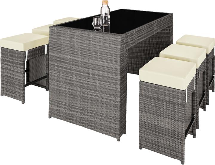 Actual product image tectake Rattan garden furniture bar set Ibiza with protective cover
