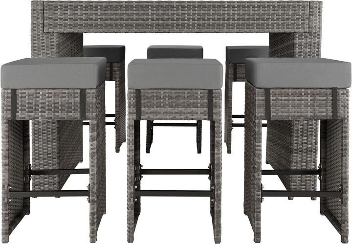 Actual product image tectake Rattan garden furniture bar set Ibiza with protective cover