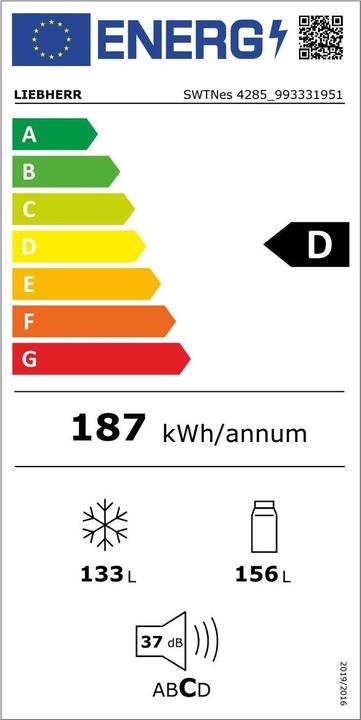 Label énergétique Liebherr SWTNes 4285 (289 l)