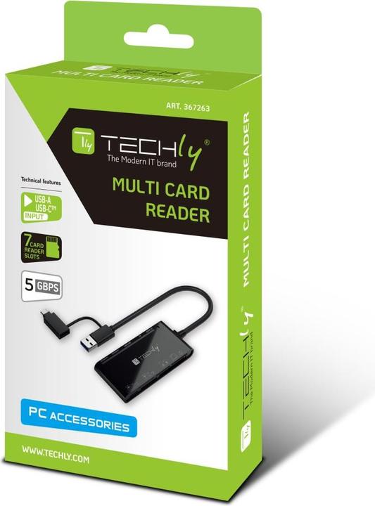 Immagine prodotto Techly Lettore multi-card USB-A e USB-C (Tipo-B)