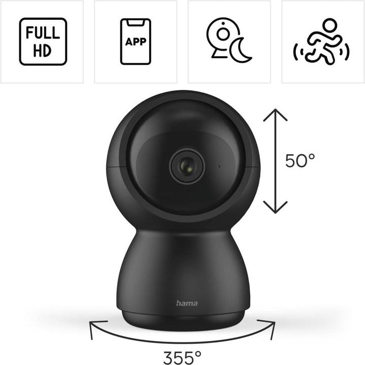 Actual product image Hama Surveillance camera, indoor WLAN camera, recording, night vision, rotatable (1920 x 1080 Pixels)