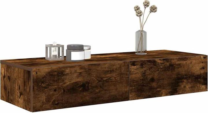 Produktbild VidaXL Wandregal mit Schubladen Räuchereiche 100x36x19cm Holzwerkstoff