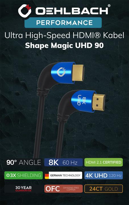 Image du produit Oehlbach Câble de connexion HDMI AV (1x HDMI mâle - 1x HDMI mâle) 1 m noir (1 m, HDMI)