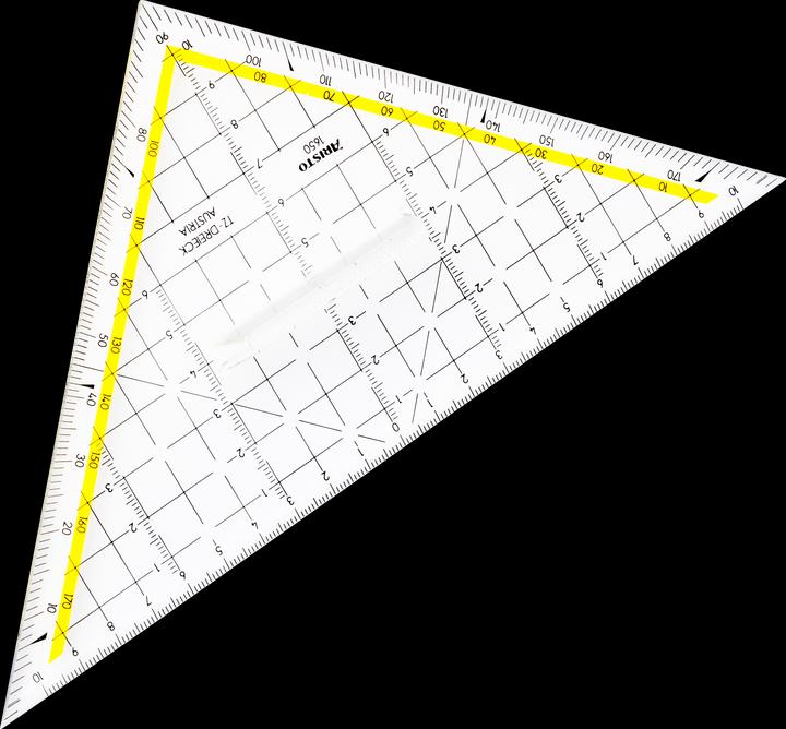 Actual product image Aristo TZ triangle 22.5 cm, with handle, facet on hypotenuse, ink knobs (225 mm)