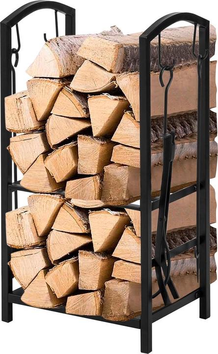 Actual product image SoBuy Firewood rack with 4-piece fireplace set
