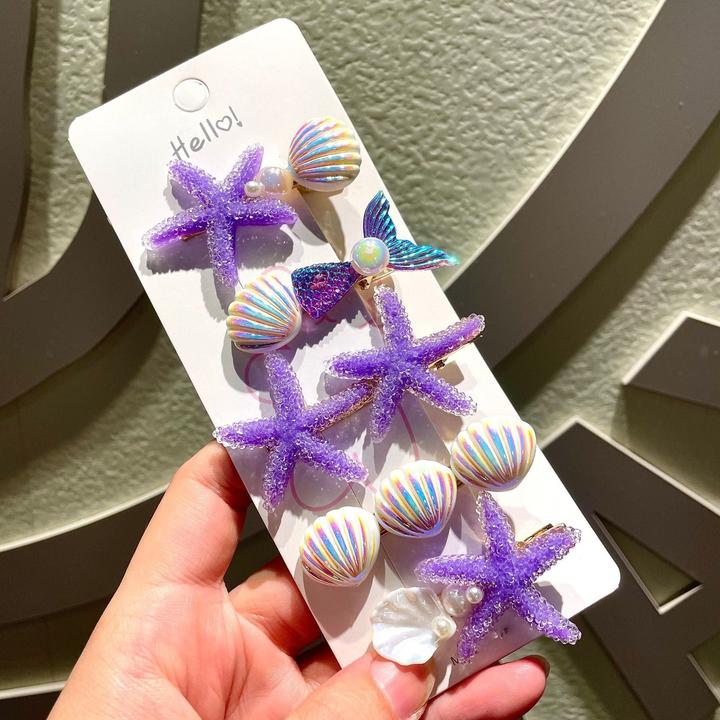 Activity Board Cute Candy Color Shell Mermaid Sugar Starfish Hair Clip Bangs Clip High-End Side Clip Hairpin