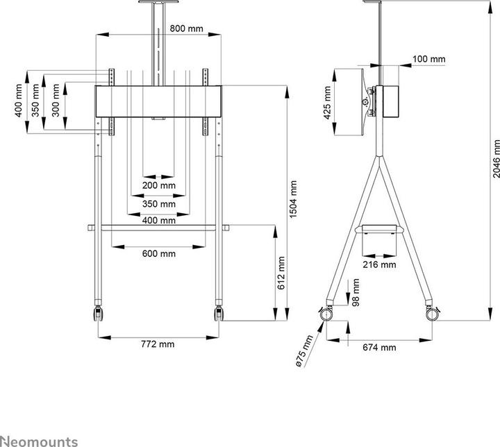 Nutritional values and ingredients Neomounts NS-M1500WHITE is a mobile floor stand for flat screen TVs up to (65", 50 kg)
