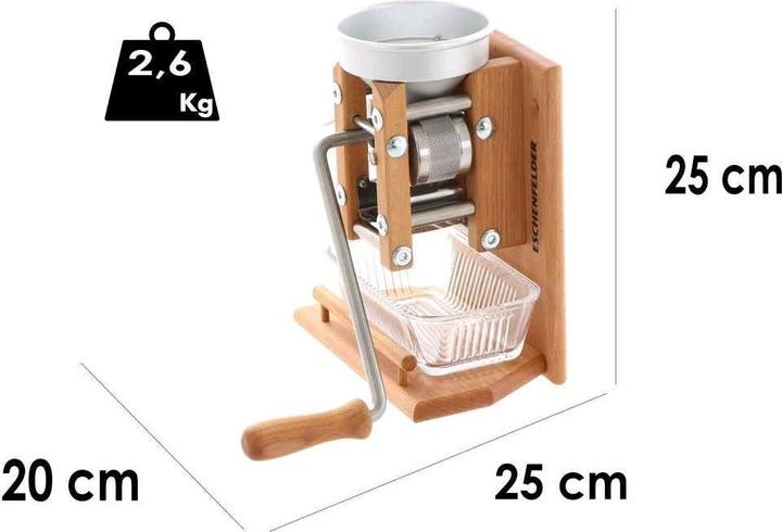 Actual product image Eschenfelder Grain crusher wall model with aluminium hopper