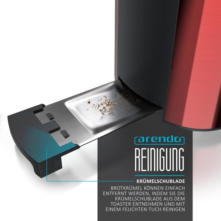 Image du produit Arendo Grille-pain 4 disques en acier inoxydable à fente longue, support à petits pains, écran avec
