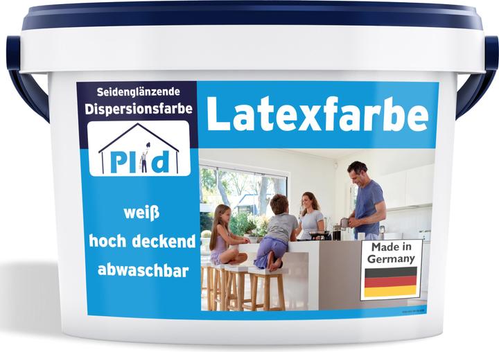 Produktbild Plid Latexfarbe 5L Weiss für ca. 30m² / abwaschbare Wandfarbe Küchenfarbe Innenfarbe (Weiss, 5 l)