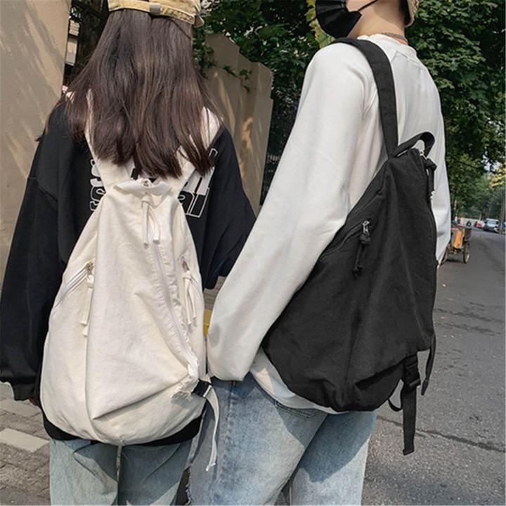 Produktbild Only-Bags.Store Solide Farbe Canvas Rucksack, Casual Student Rucksack, grosse Kapazität Rucksack, Reise-Rucksack
