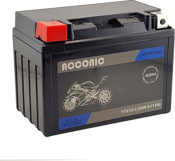 Immagine prodotto Acconic Sportivo AGM YTZ12S batteria per moto 11,2 Ah 12V (DIN 51120) (12 V, 11.20 Ah)