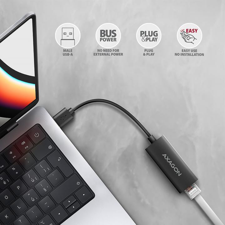 Actual product image Axagon ADE-AR, USB-A 3.2 Gen 1 - Gigabit Ethernet s????ov?? karta, Realtek 8153, auto instal (USB 3.0, RJ45 Gigabit Ethernet (1x))