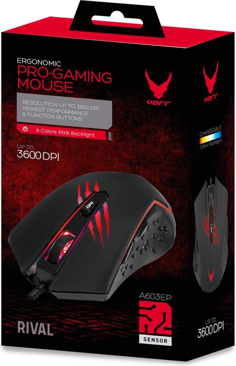 Immagine prodotto Varr Mouse USB da gioco, DPI regolabile (1200, 1800, 2400 o ), 6 pulsanti con rotella di scorrimento (Cablato)