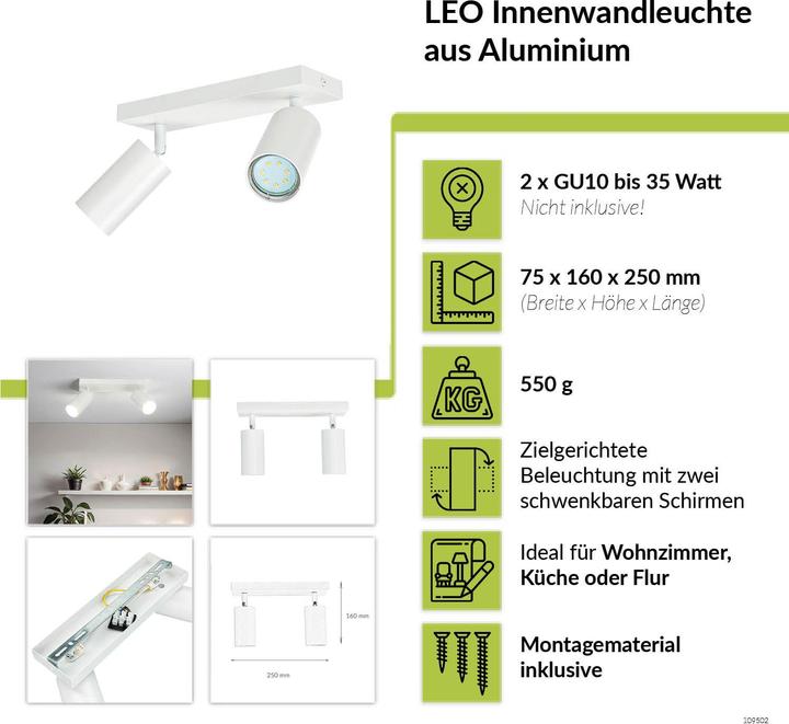 Image du produit Licht-Erlebnisse Spot projecteur Leo (GU10)