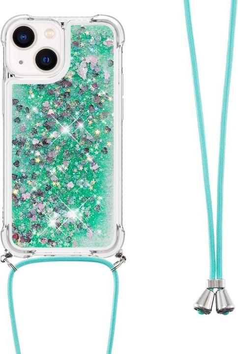 Produktbild Cover-Discount iPhone 15 Plus - Glitzer Hülle mit Umhängeband türkis (Apple iPhone 15 Plus)