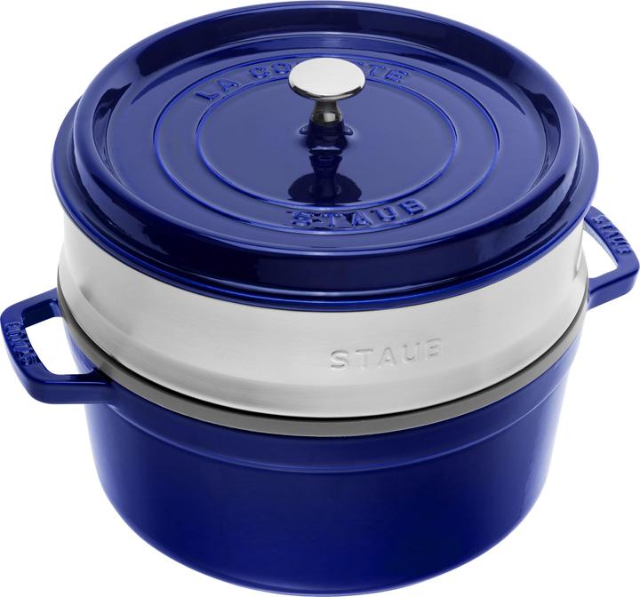 Image du produit Staub Cocotte avec insert vapeur (26 cm, Cocotte + faitout, Fonte, Émail, Acier inoxydable)