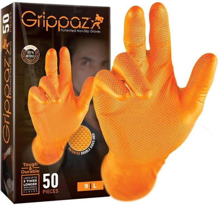 Actual product image Grippaz 246 Orange nitrile gloves 50 pieces O (M)