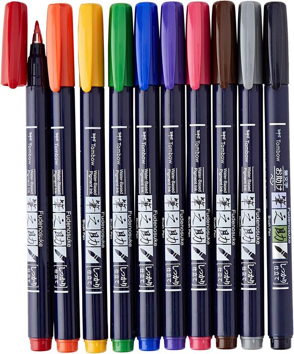 Actual product image Tombow Fudenosuke (Multicoloured, 10 x)