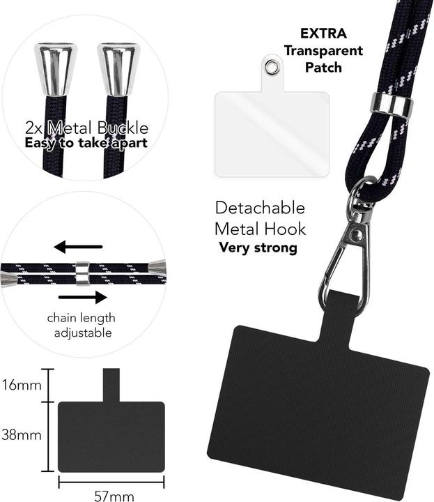Image du produit Nalia Chaîne universelle pour téléphone portable à porter autour du cou avec pad