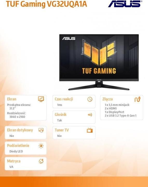Immagine prodotto ASUS TUF Gaming VG32UQA1A (3840 x 2160 pixel, 31.50")