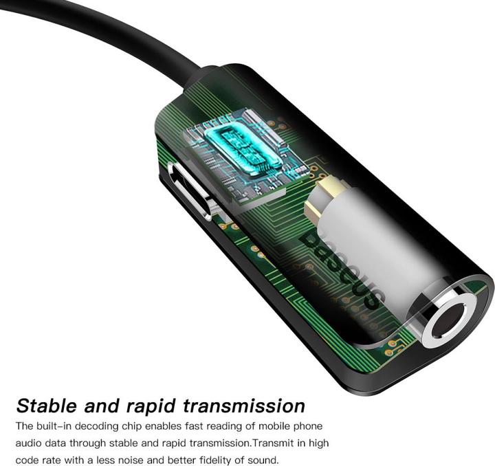 Image du produit Baseus Adaptateur L32 IP mâle vers 3.5mm+IP femelle Noir (Jack 3.5mm, Lightning)