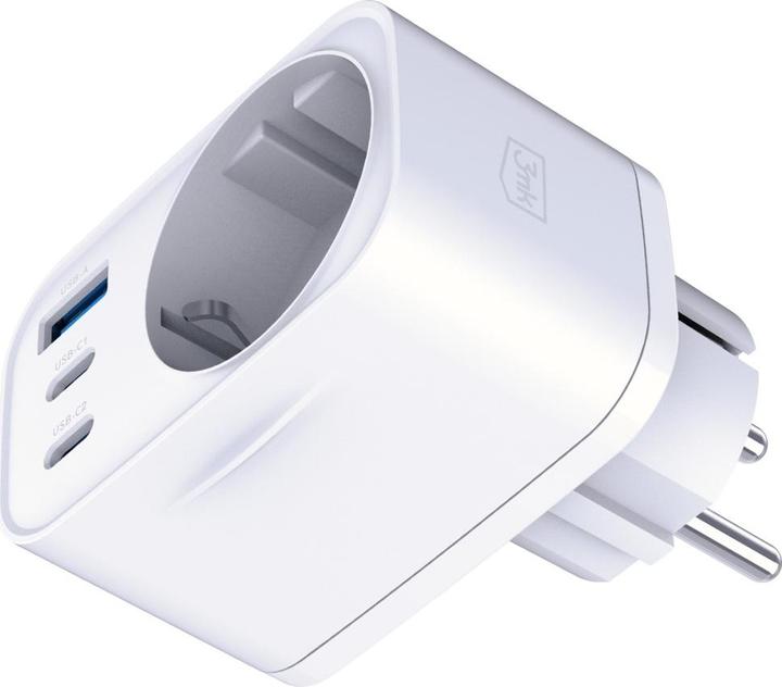 Produktbild 3MK Adapter sieciowy Hyper Comfort Charger 30W 1xUSB-A 2xUSB-C 1xSchuko PD QC3.0 biały (30 W)