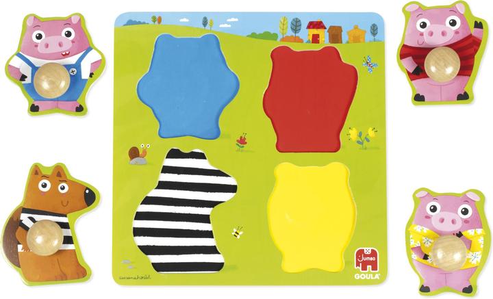 Actual product image Goula Kids Wooden Puzzle Three Little Pigs (4 pieces)